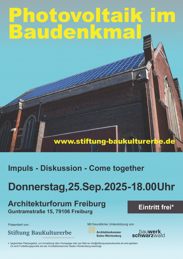 2025 08 26 Stiftungsplakat Photovoltaik im Baudenkmal